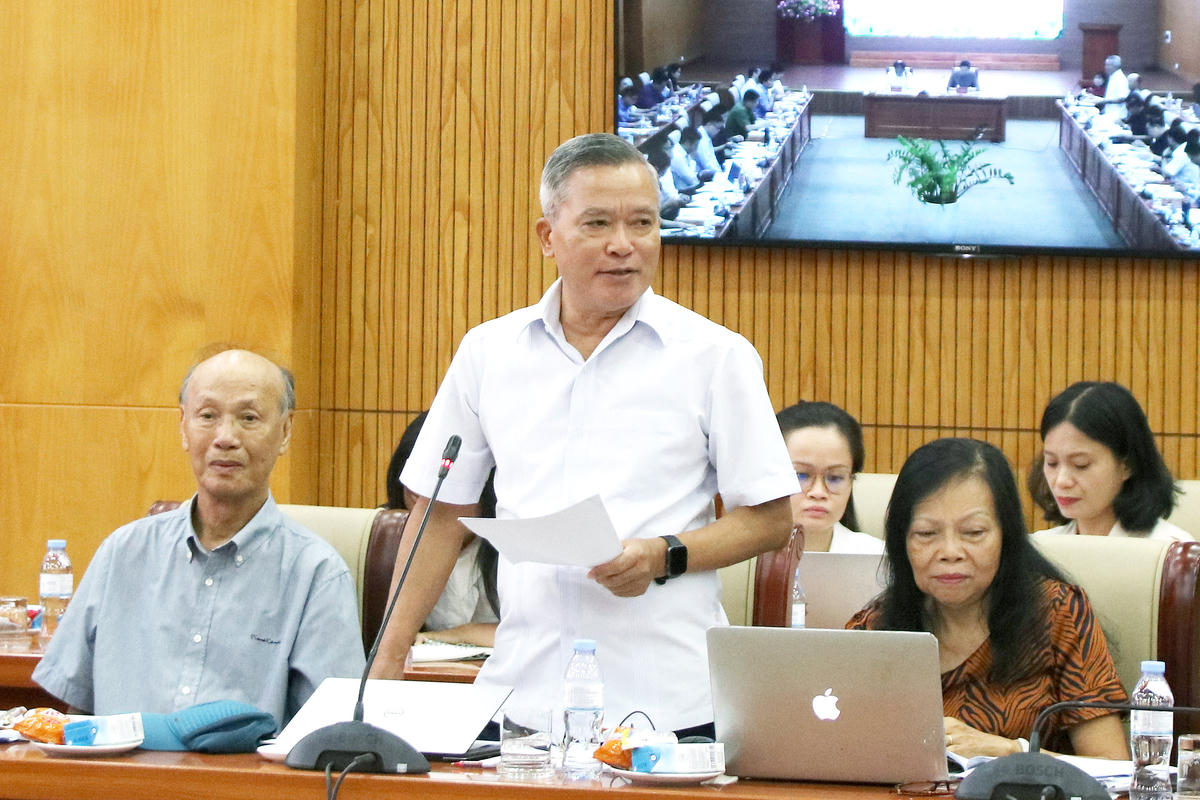 TS Nguyễn Văn Pha - Ủy viên Đoàn Chủ tịch UBTƯ MTTQ Việt Nam, nguyên Phó Chủ tịch UBTƯ MTTQ Việt Nam phát biểu tại Hội nghị.