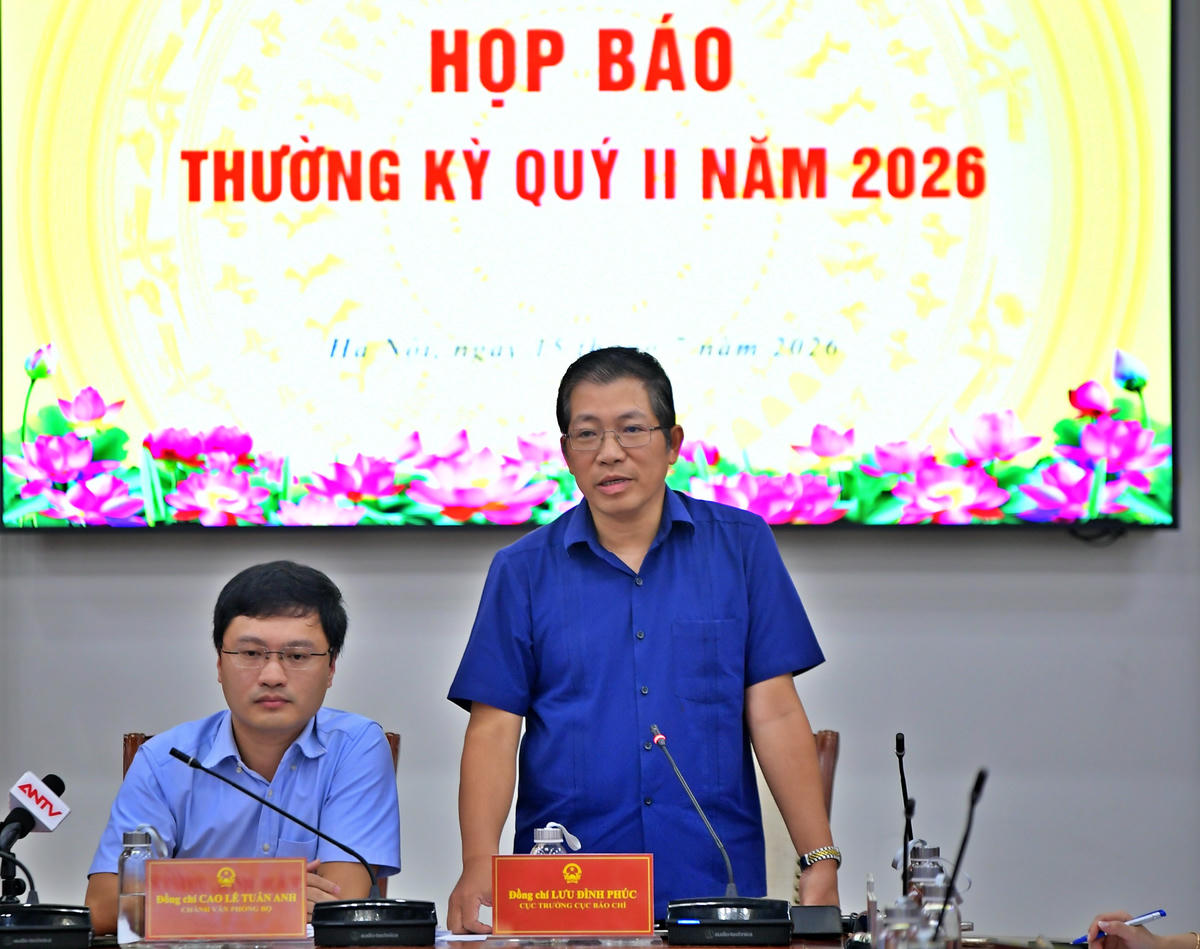 Ông Lưu Đình Phúc, Cục trưởng Cục Báo chí thông tin tại họp báo Thường kỳ Quý II năm 2026.