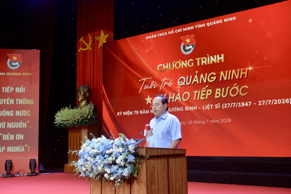 Bí thư Tỉnh ủy Quảng Ninh Quản Minh Cường phát biểu tại chương trình.