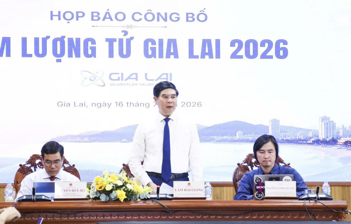 Phó Chủ tịch UBND tỉnh Gia Lai Lâm Hải Giang phát biểu tại buổi họp báo. Ảnh: ĐS.