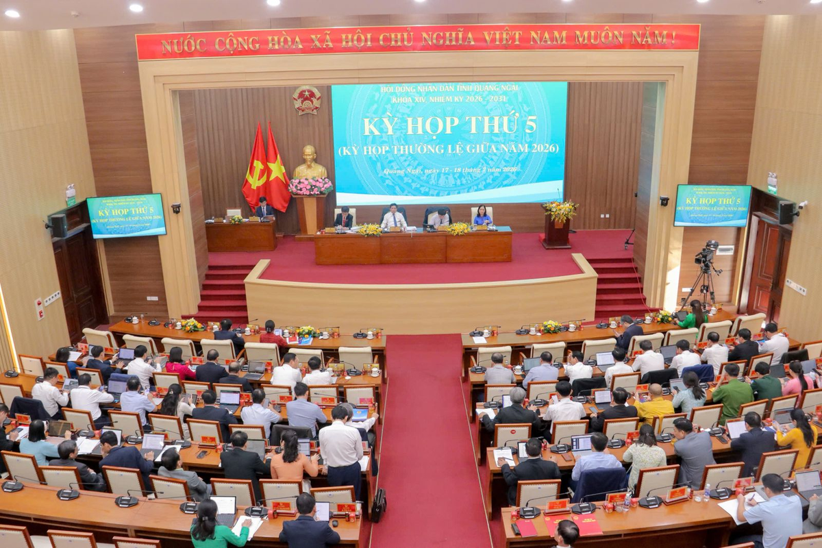 Quang cảnh kỳ họp thứ 5, HĐND tỉnh Quảng Ngãi khóa XIV, nhiệm kỳ 2026-2031. Ảnh: Bá Tứ.