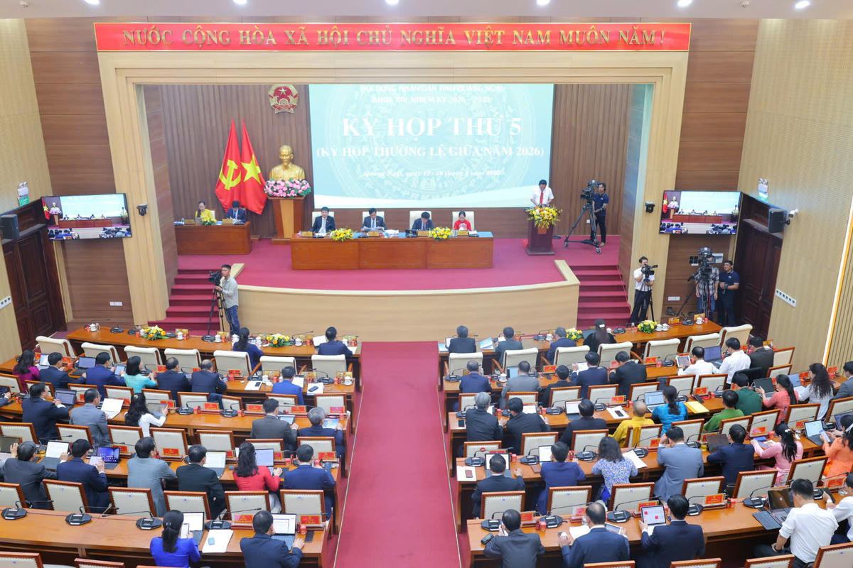 Quang cảnh kỳ họp thứ 5, HĐND tỉnh Quảng Ngãi khóa XIV, nhiệm kỳ 2026-2031. Ảnh: Chí Đại.