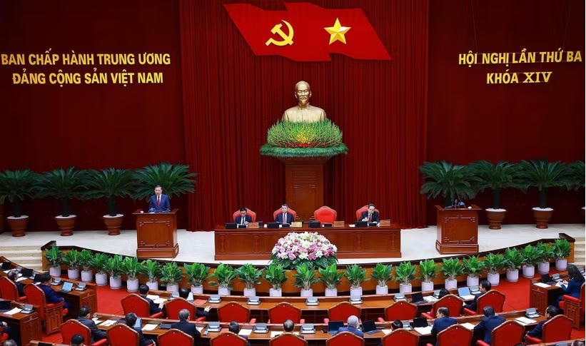 Phiên khai mạc Hội nghị lần thứ ba Ban Chấp hành Trung ương Đảng khoá XIV - Ảnh: VGP/Nhật Bắc