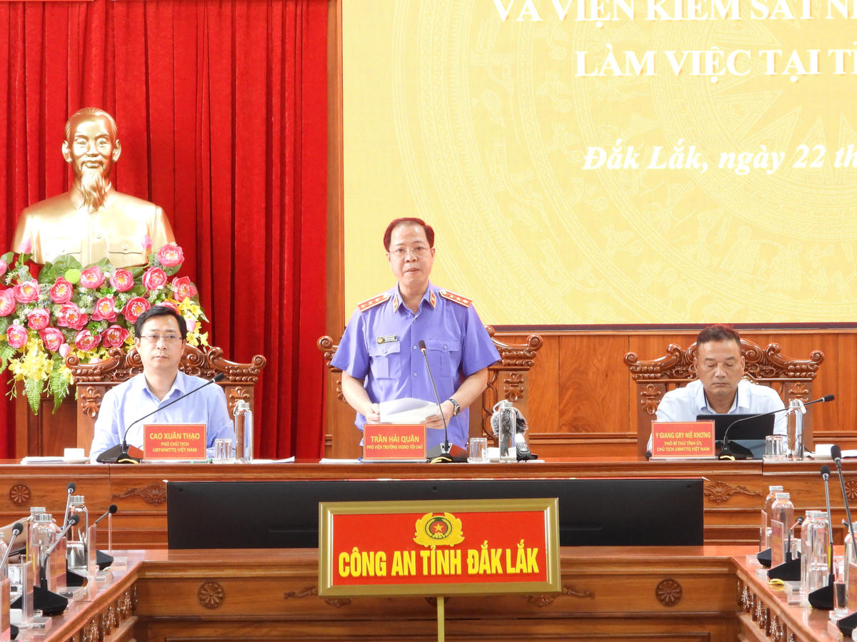Ông Trần Hải Quân, Phó Viện trưởng Viện KSND tối cao phát biểu kết luận. Ảnh: Tiến Đạt.