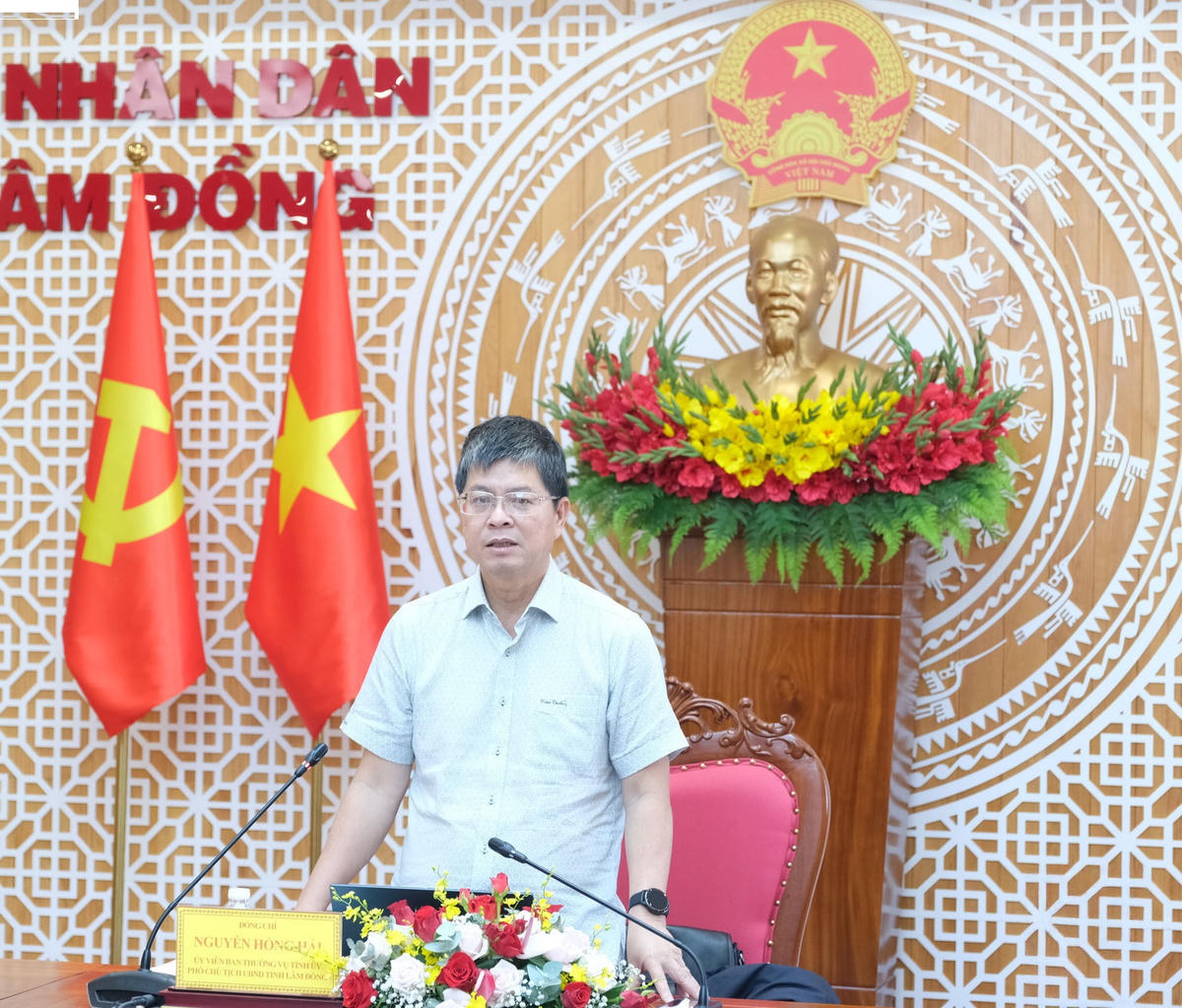 Ông Nguyễn Hồng Hải, Phó Chủ tịch UBND tỉnh Lâm Đồng phát biểu tại buổi làm việc.