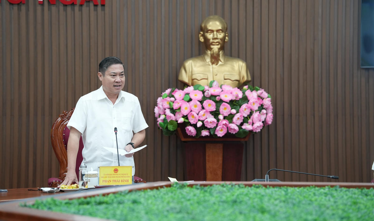 Phó Chủ tịch UBND TP Đà Nẵng Phan Thái Bình phát biểu tại buổi làm việc. Ảnh: NT.