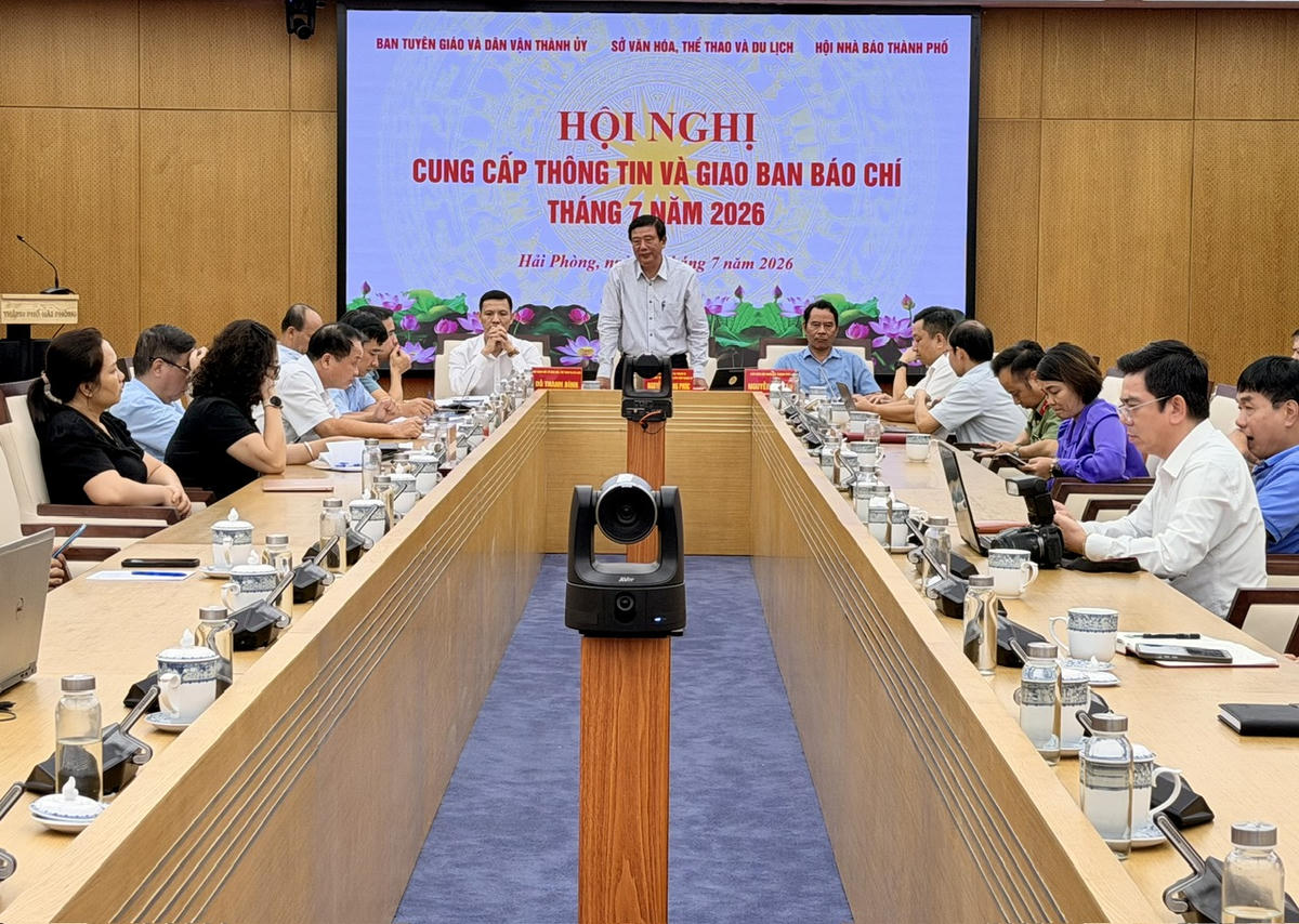 Quang cảnh hội nghị cung cấp thông tin và giao ban báo chí tháng 7/2026. Ảnh: PT.