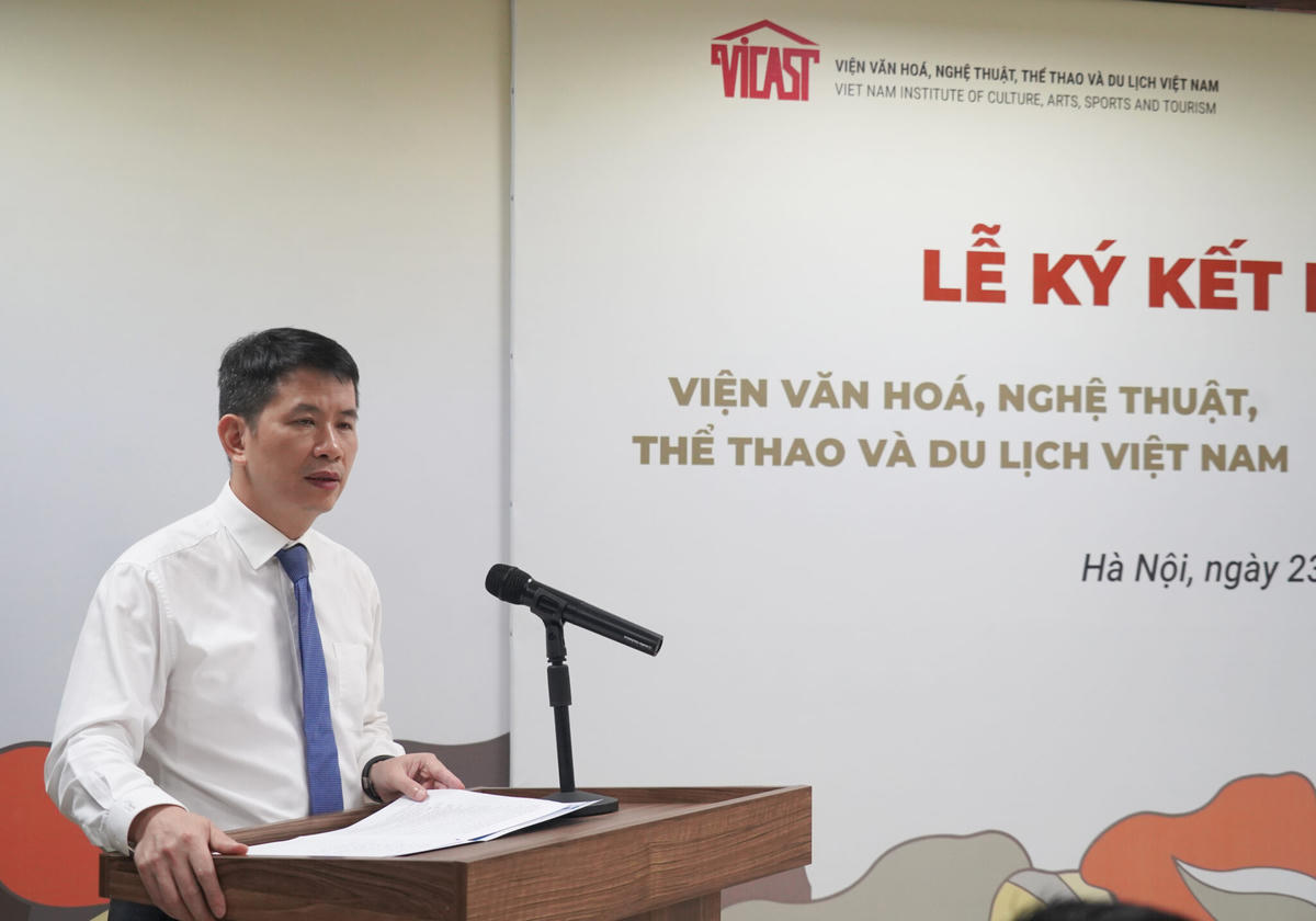 Ông Phạm Tuán Long - Giám đốc Sở Văn hóa và Thể thao Hà Nội phát biểu. Ảnh: Đức Minh.