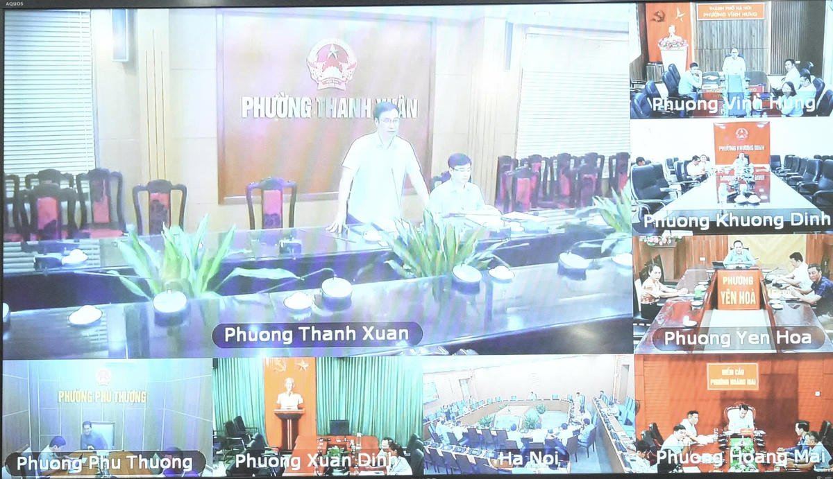 Cuộc họp được kết nối trực tuyến tới các xã phường.