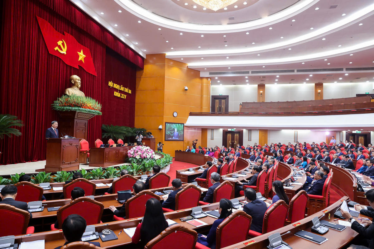 Tổng Bí thư, Chủ tịch nước Tô Lâm phát biểu bế mạc Hội nghị lần thứ ba của Ban Chấp hành Trung ương Đảng khóa XIV - Ảnh Nhật Bắc