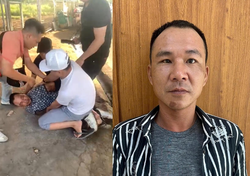 Đối tượng Phạm Văn Chiến bị khống chế, bắt giữ khi đang trên đường trốn chạy. Ảnh: CTV.