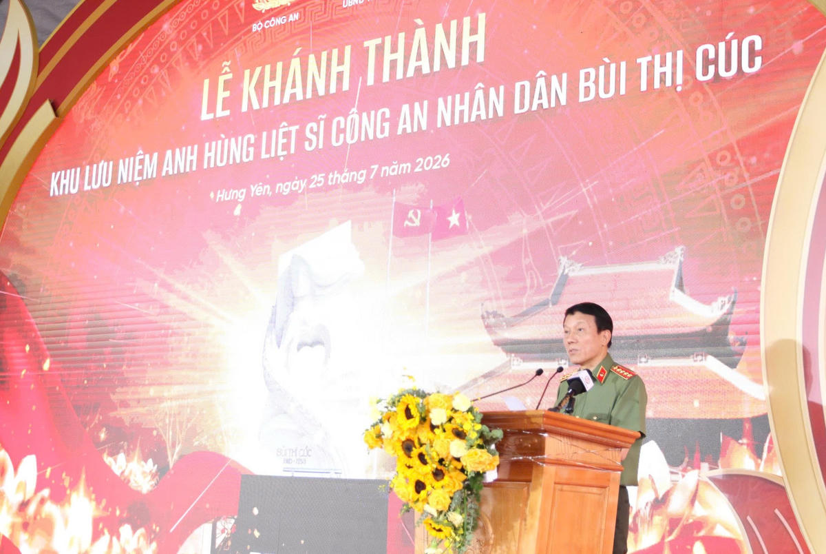 Bộ trưởng Bộ Công an Lương Tam Quang phát biểu tại buổi lễ. Ảnh: Duy Hưng.