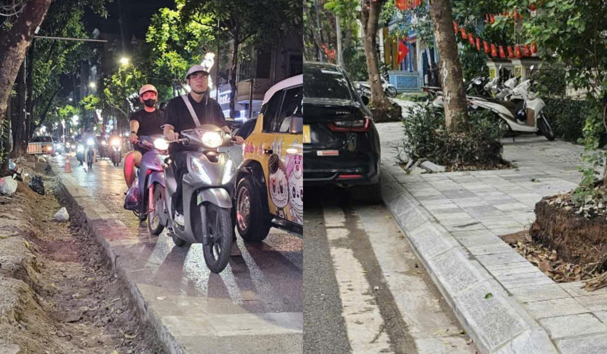 Ban Quản lý Dự án đầu tư - hạ tầng phường Hà Đông đã yêu cầu các nhà thầu khắc phục những tồn tại ở dự án lát đá vỉa hè trên tuyến phố Tô Hiệu và Lê Hồng Phong. Ảnh: Đạt Lê