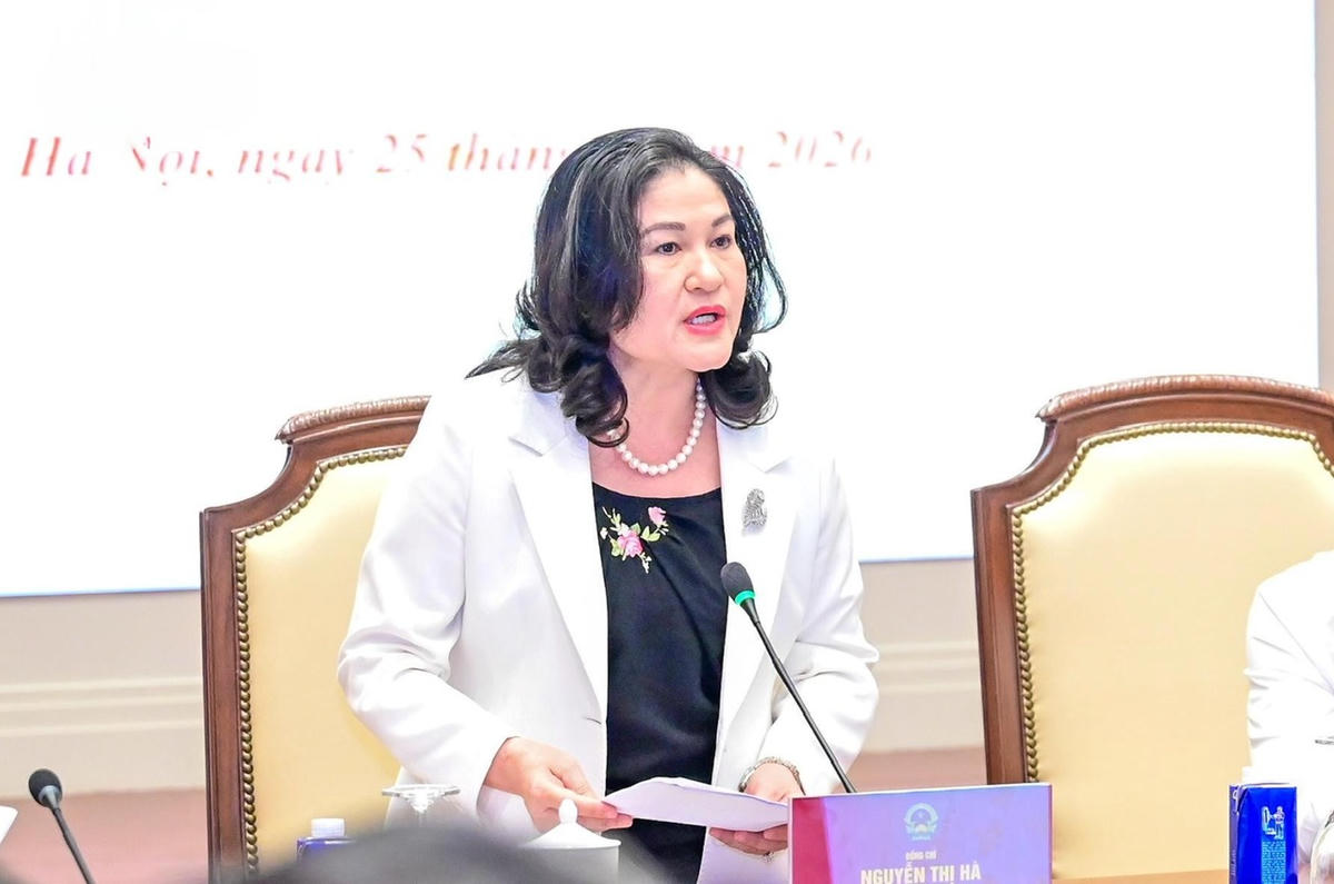 Thứ trưởng Bộ Nội vụ Nguyễn Thị Hà phát biểu tại họp báo. Ảnh: Thanh Hải
