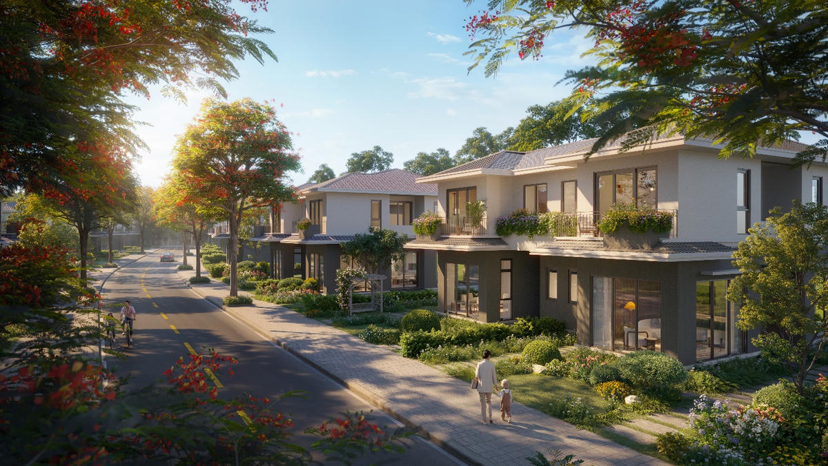 A row of houses with trees and bushes

Description automatically generated