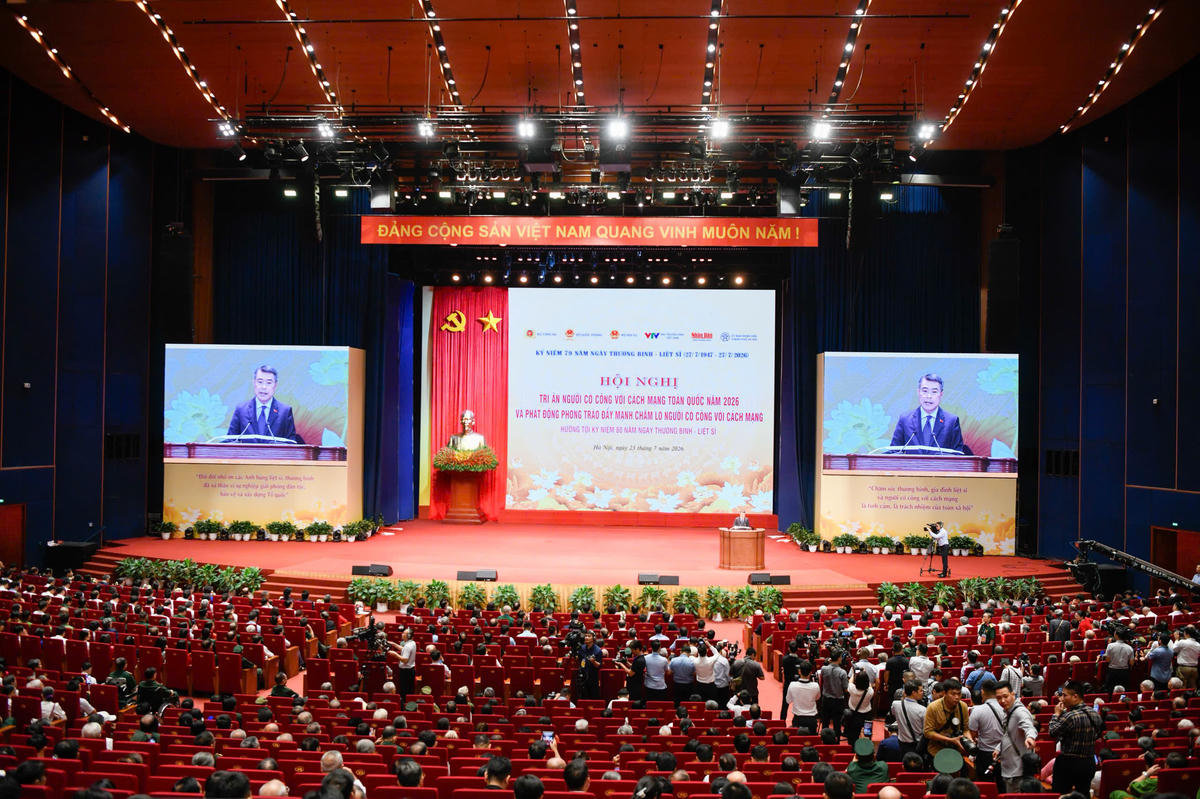 Hội nghị tri ân người có công với cách mạng toàn quốc năm 2026 được tổ chức tại Trung tâm Hội nghị quốc gia, TP Hà Nội