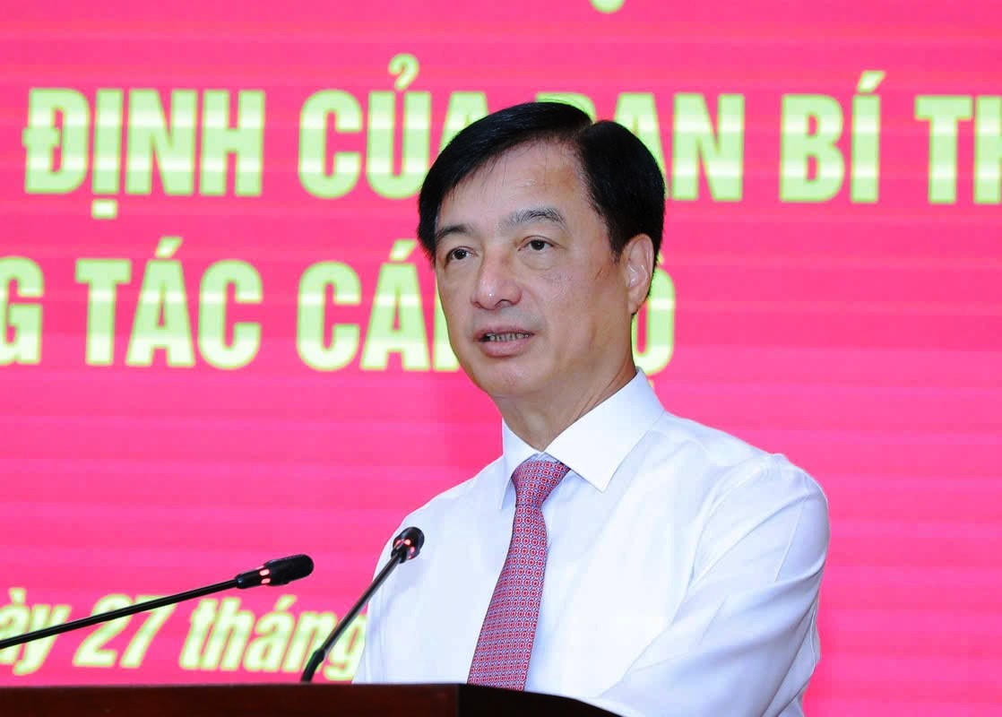 Ông Nguyễn Duy Ngọc, Ủy viên Bộ Chính trị, Bí thư Trung ương Đảng, Trưởng Ban Tổ chức Trung ương phát biểu tại hội nghị.