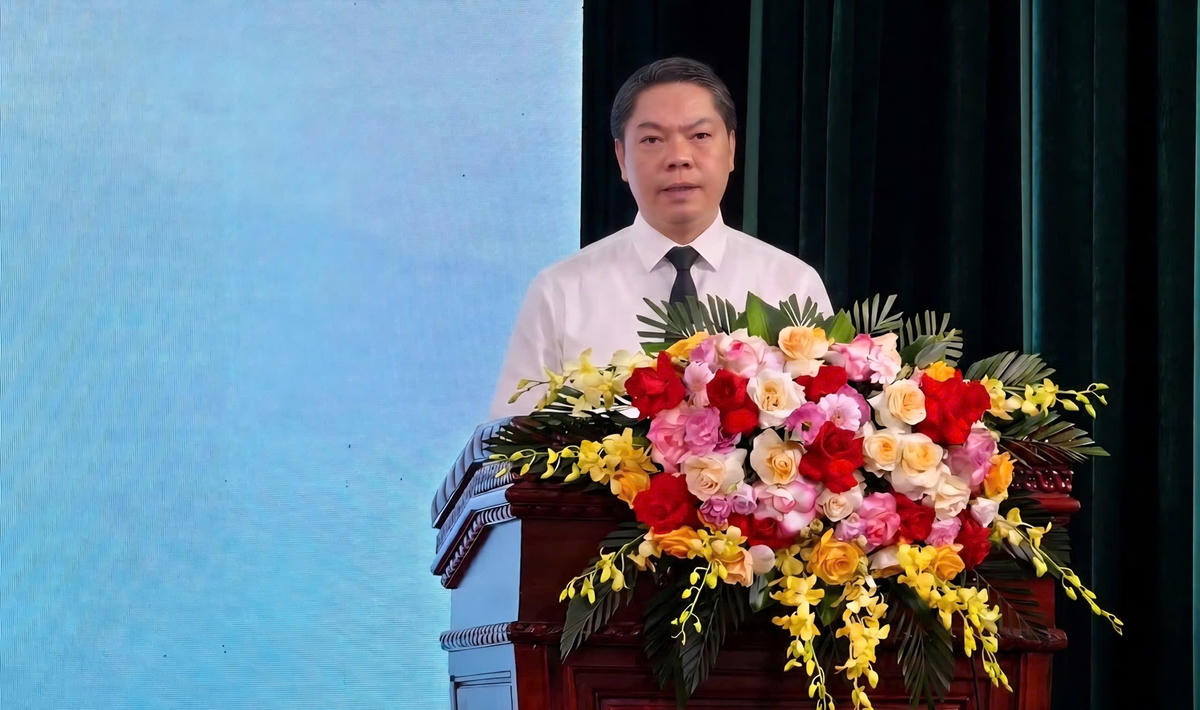 Phó Chủ tịch UBND tỉnh Lạng Sơn Đoàn Thanh Sơn phát biểu tại buổi lễ.