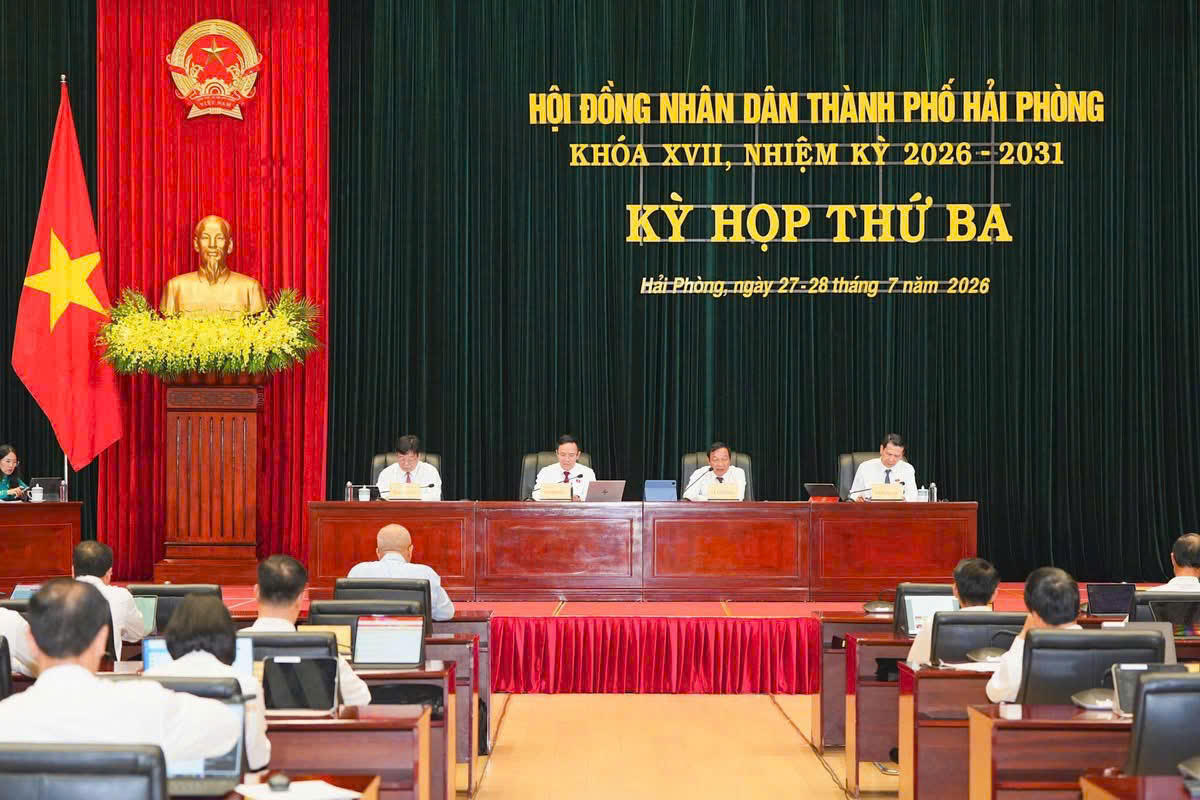 Ngày 28/7, Kỳ họp thứ 3, HĐND thành phố Hải Phòng khóa XVII tiến hành phiên thảo luận tại hội trường, chất vấn và trả lời chất vấn. Ảnh: ĐT. 