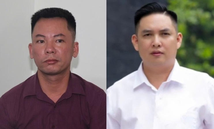 Đối tượng Ngô Tiến Tiếp (trái) và Lê Thế Chín (phải).
