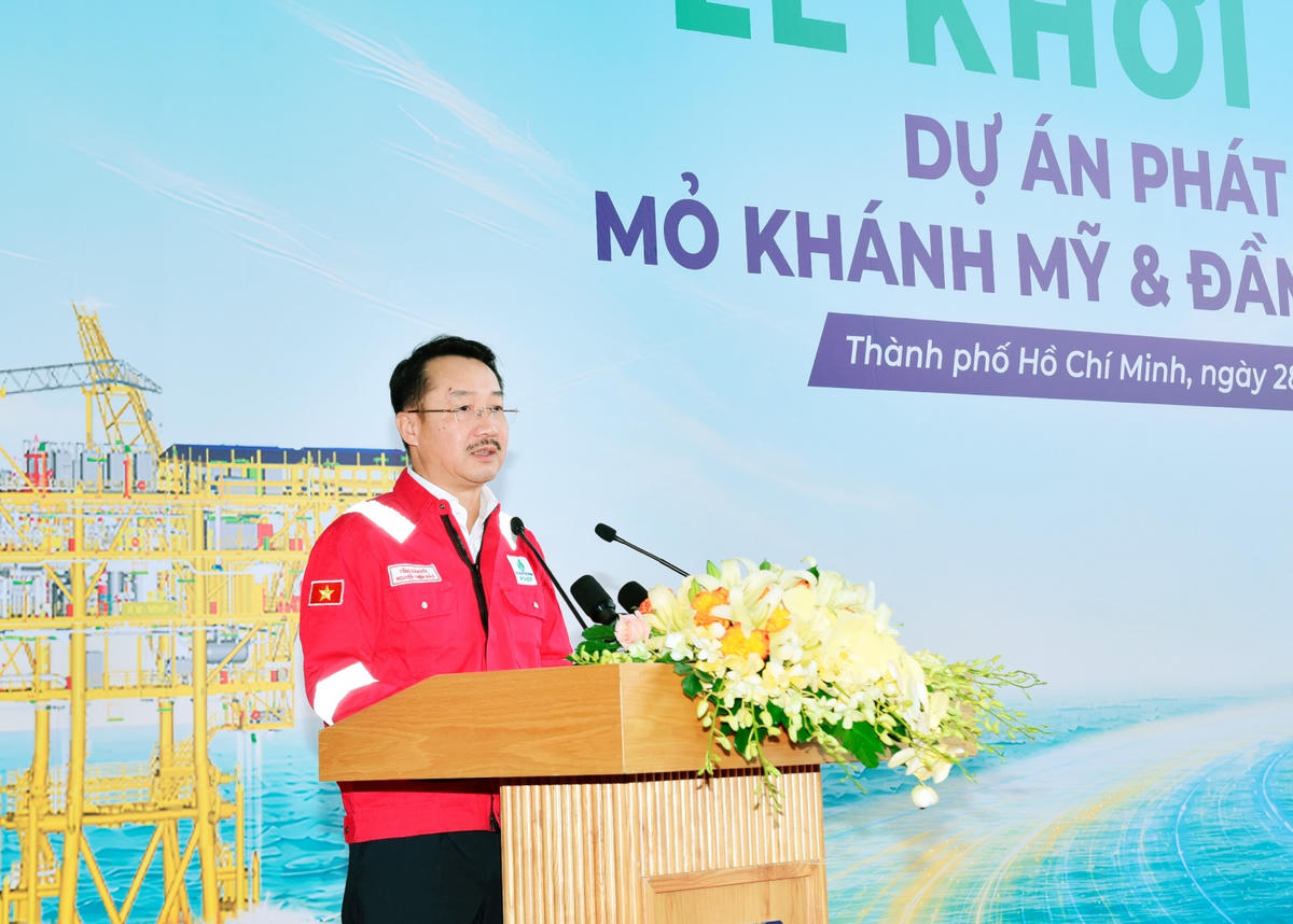 Tổng Giám đốc PVEP Nguyễn Thiện Bảo phát biểu tại buổi lễ.