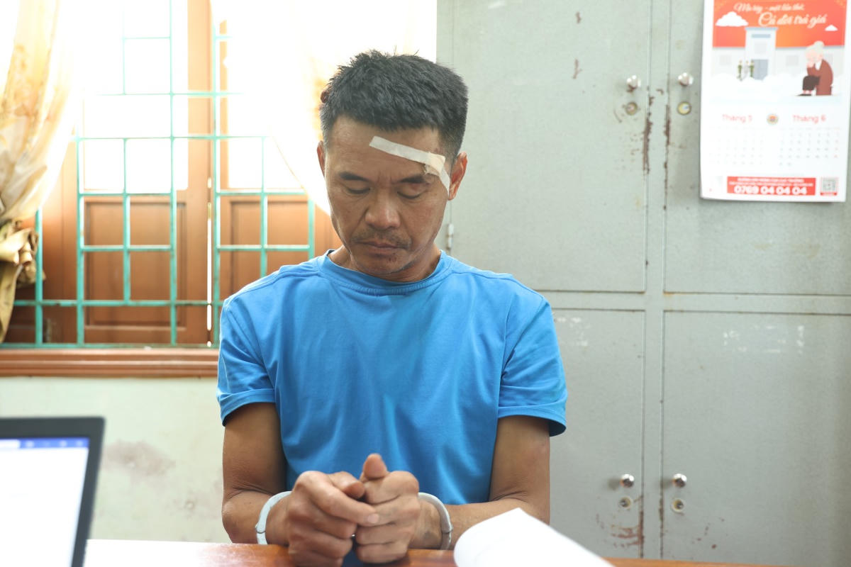 Trần Hoàng Diệu tại cơ quan công an. Ảnh: CAQT