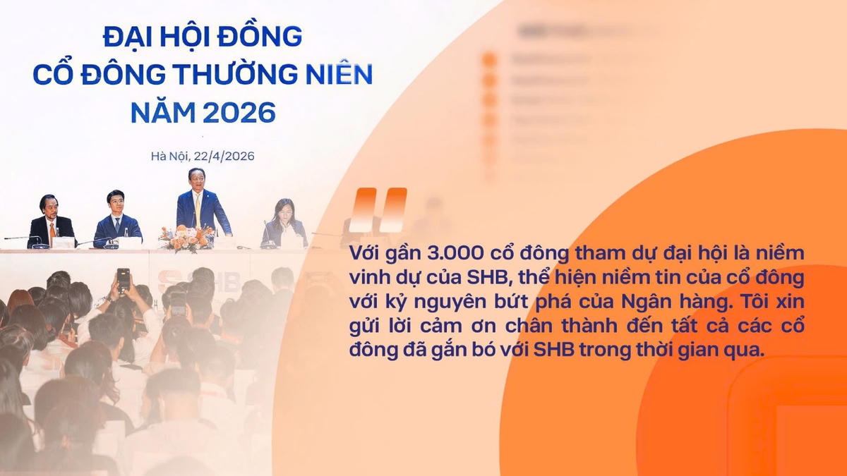 Những câu nói ấn tượng của Chủ tịch HĐQT SHB Đỗ Quang Hiển tại ĐHĐCĐ 2026
