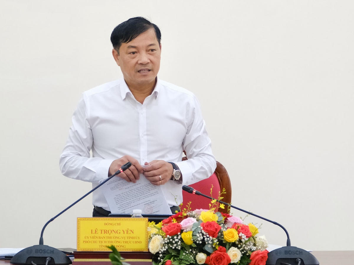 Ông Lê Trọng Yên, Phó Chủ tịch Thường trực UBND tỉnh Lâm Đồng phát biểu tại buổi làm việc.