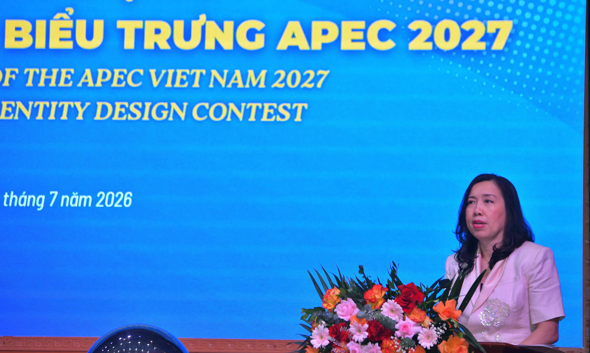 Thứ trưởng Bộ Ngoại giao Lê Thị Thu Hằng phát biểu khai mạc lễ phát động Cuộc thi sáng tác biểu trưng Năm APEC 2027.