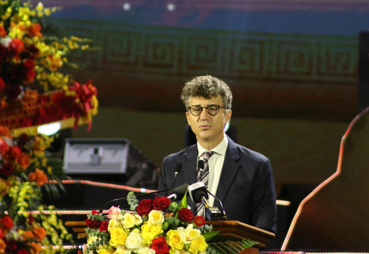 Ông Jonathan Wallace Baker, Trưởng đại diện UNESCO tại Việt Nam phát biểu tại buổi lễ. Ảnh: Duy Hưng.