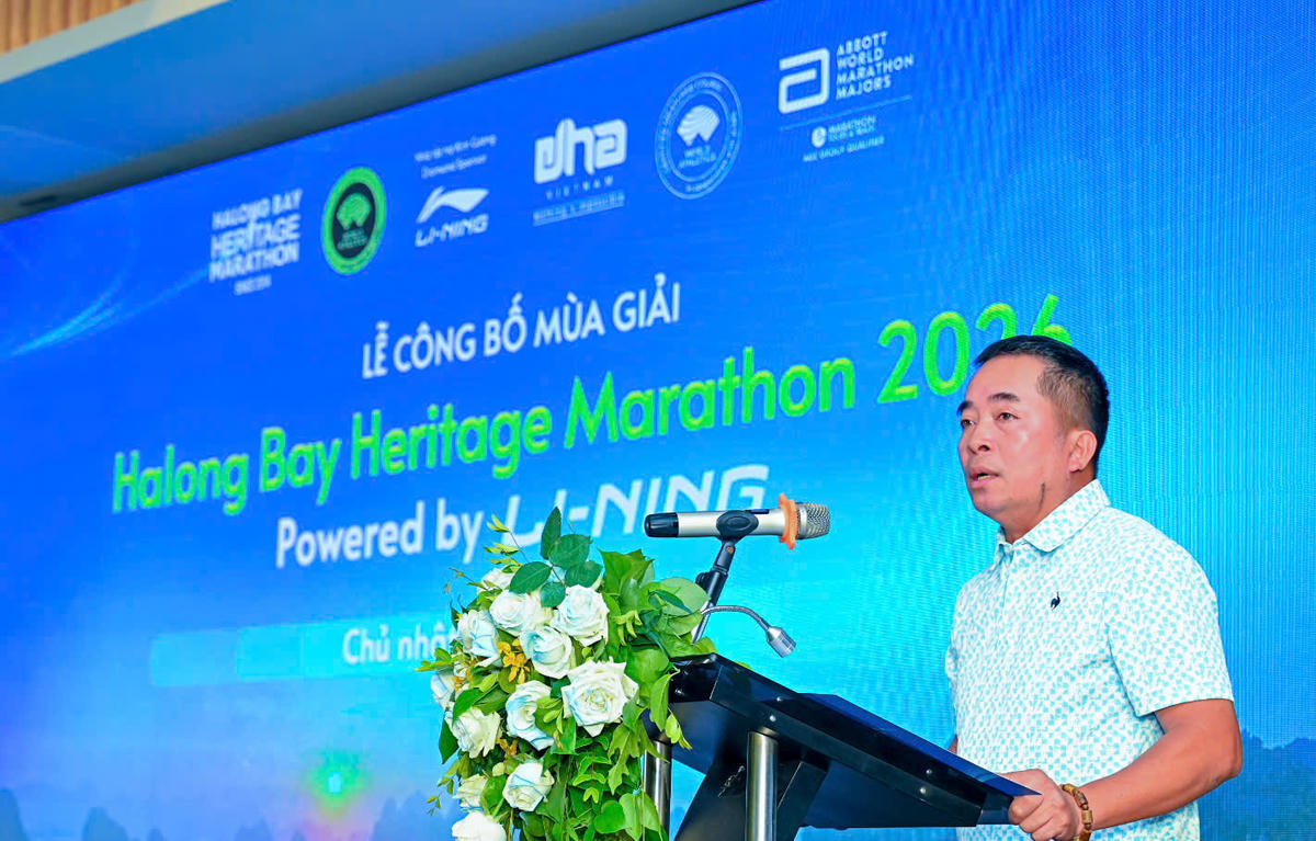 Ông Nguyễn Thanh Tùng, Phó Giám đốc Sở Văn hóa, Thể thao và Du lịch tỉnh Quảng Ninh phát biểu tại buổi lễ.