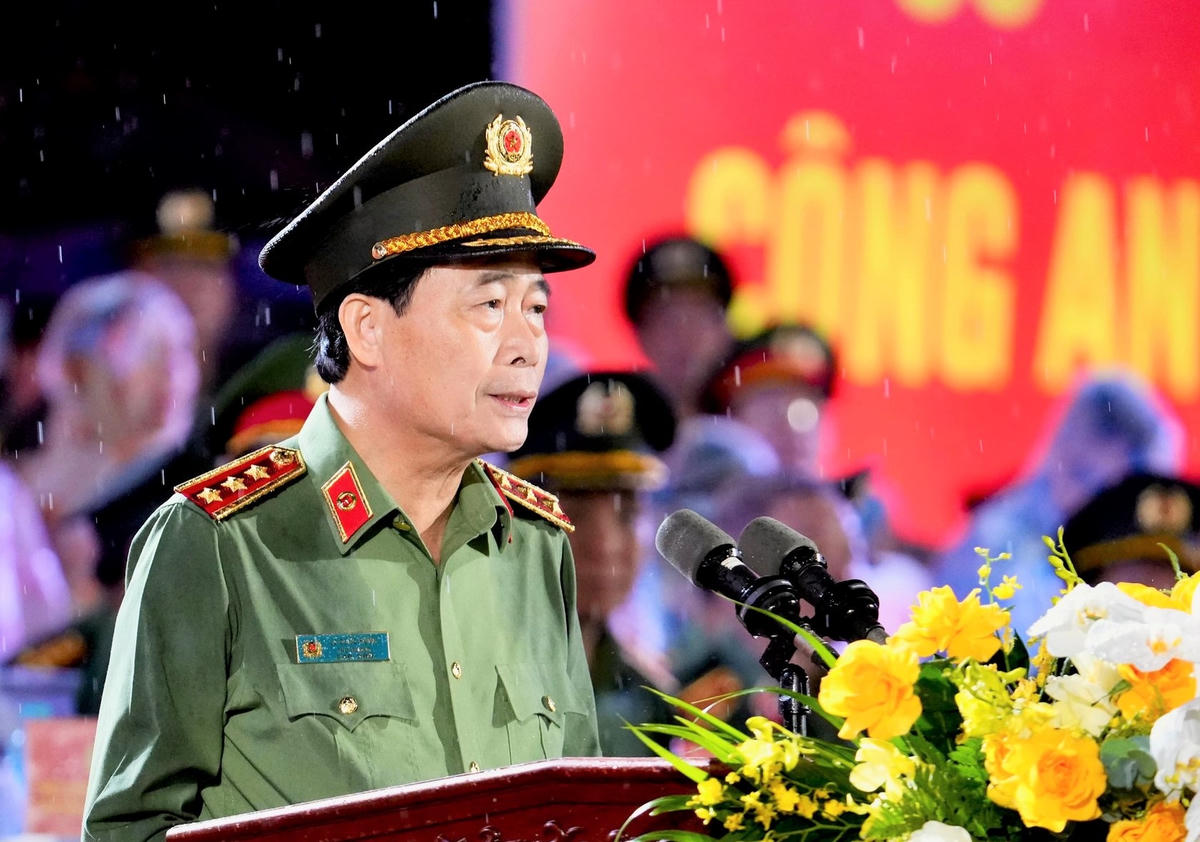 Thượng tướng Lê Quốc Hùng, Thứ Trưởng Bộ Công an phát biểu tại lễ khai mạc hội thao. Ảnh: TT.