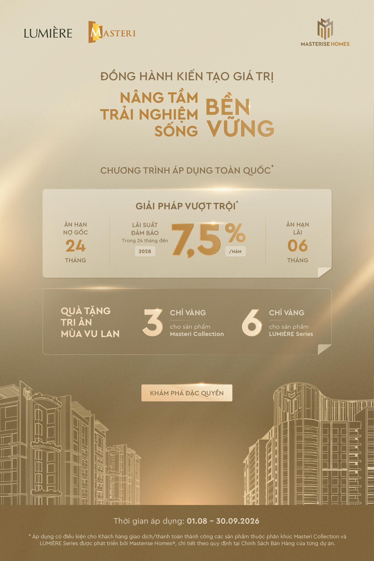 Chương trình "Đồng hành kiến tạo giá trị – Nâng tầm trải nghiệm sống bền vững" được Masterise Homes áp dụng trên toàn quốc.