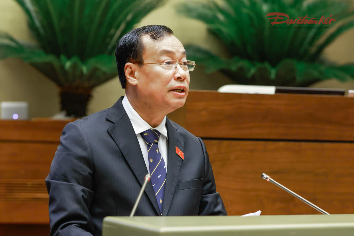 Chủ nhiệm Ủy ban Quốc phòng, an ninh và Đối ngoại Lê Tấn Tới trình bày báo cáo thẩm tra. Ảnh: Quang Vinh