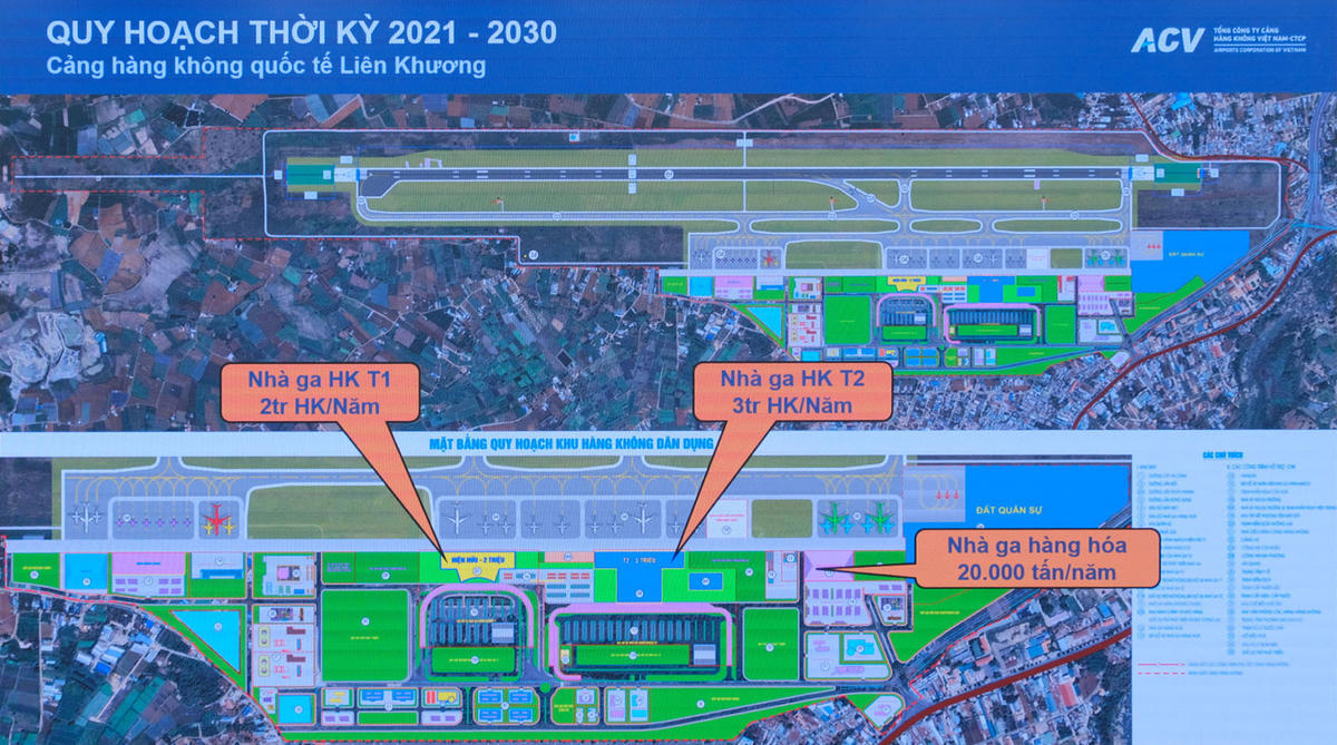 Sơ đồ giới thiệu quy hoạch Cảng hàng không quốc tế Liên Khương thời kỳ 2021 – 2030.