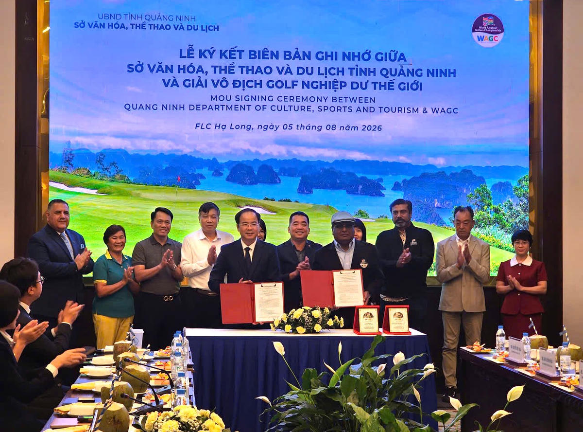  Ông Lê Ngọc Thanh, Giám đốc Sở Văn hóa, Thể thao và Du lịch tỉnh Quảng Ninh và ông Isac Saminathan, Chủ tịch WAGC ký kết Biên bản ghi nhớ hợp tác (MOU) đăng cai vòng Chung kết WAGC năm 2027 tại tỉnh Quảng Ninh.