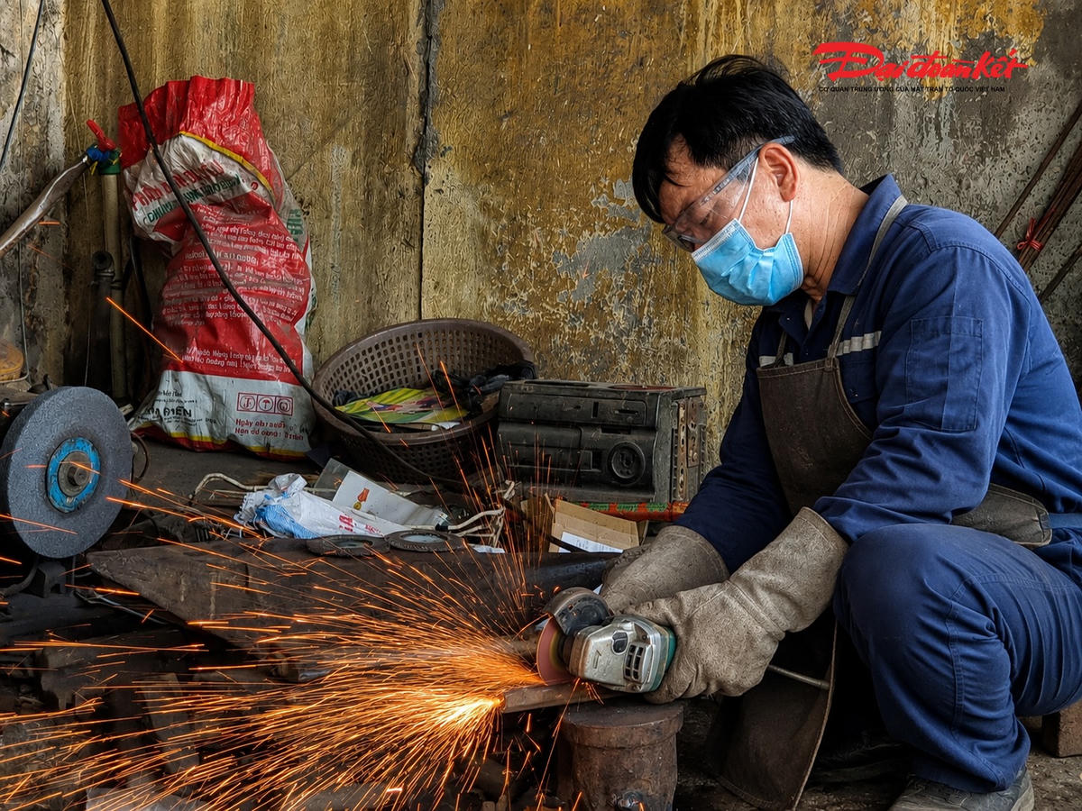 Ngoài lò than, búa tạ, thì hiện nay, người thợ rèn đã sử dụng thêm một số máy móc như máy cắt, mài để làm nghề.
