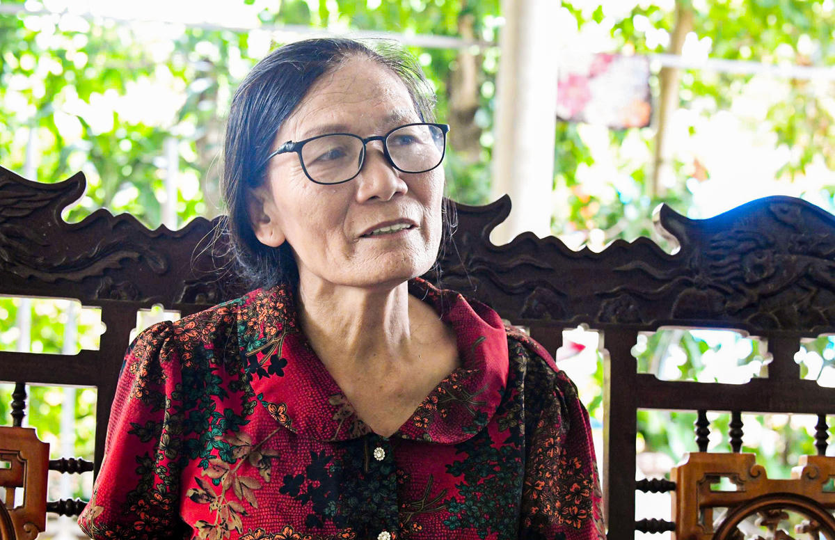 Bà Ngô Thị Thủy, em dâu liệt sĩ Hoàng Trọng Huynh.