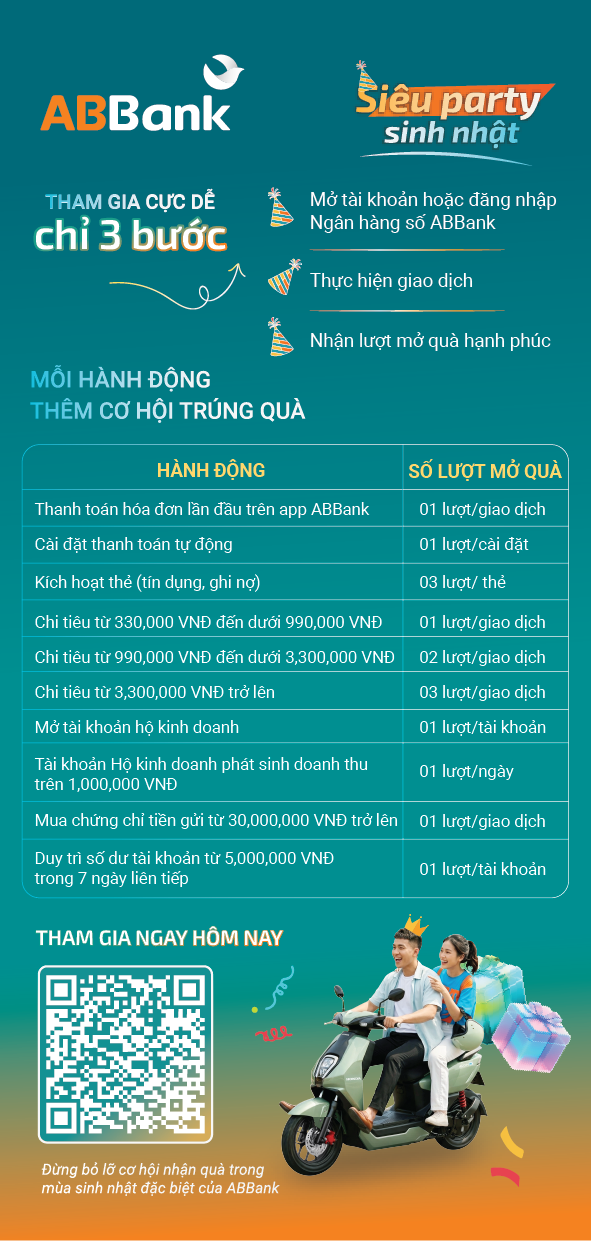 ABBank chơi lớn: Sinh nhật ngân hàng, cơn mưa quà tặng cho khách
