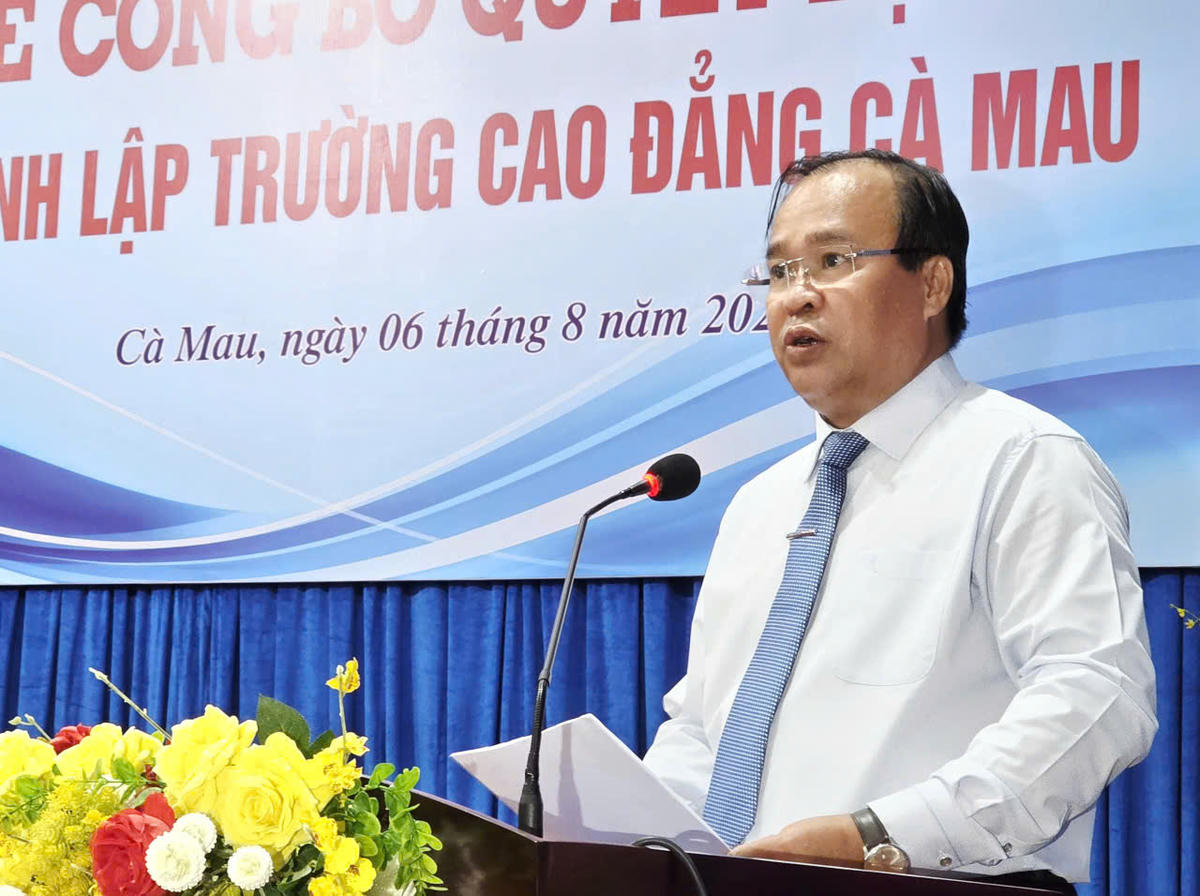  Phó chủ tịch UBND tỉnh Cà Mau Nguyễn Minh Luân phát biểu tại Lễ công bố.  Ảnh: Nguyên Du