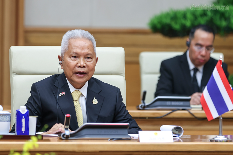 Chủ tịch Quốc hội Thái Lan đánh giá cao những thành tựu phát triển kinh tế-xã hội của Việt Nam cũng như quá trình tinh gọn bộ máy của Việt Nam thời gian qua - Ảnh: VGP/Nhật Bắc

