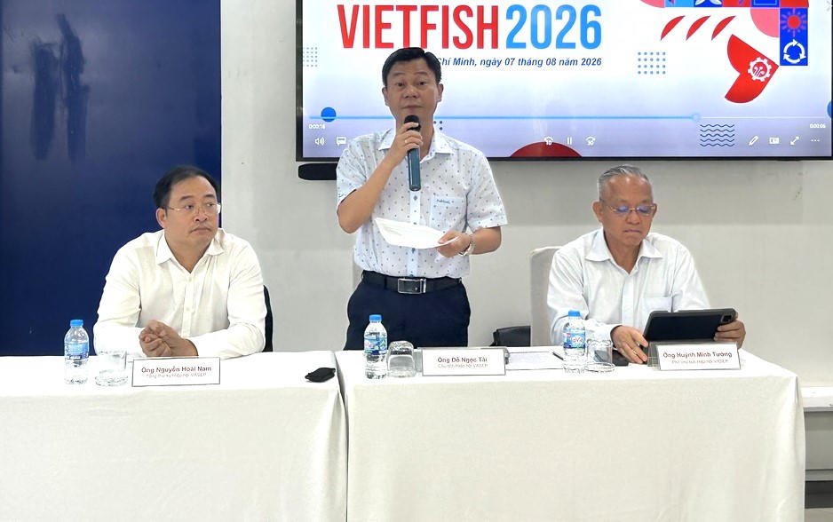 Ông Đỗ Ngọc Tài - Chủ tịch Hiệp hội Chế biến và Xuất khẩu Thủy sản Việt Nam chia sẻ về hoạt động và chiến lược của ngành thủy sản năm 2026. Ảnh: Q.Đ.