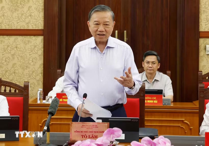 Tổng Bí thư, Chủ tịch nước chủ trì phiên họp Ban Chỉ đạo Trung ương về phát triển khoa học, công nghệ, đổi mới sáng tạo và chuyển đổi số. (Ảnh: Thống Nhất/TTXVN).