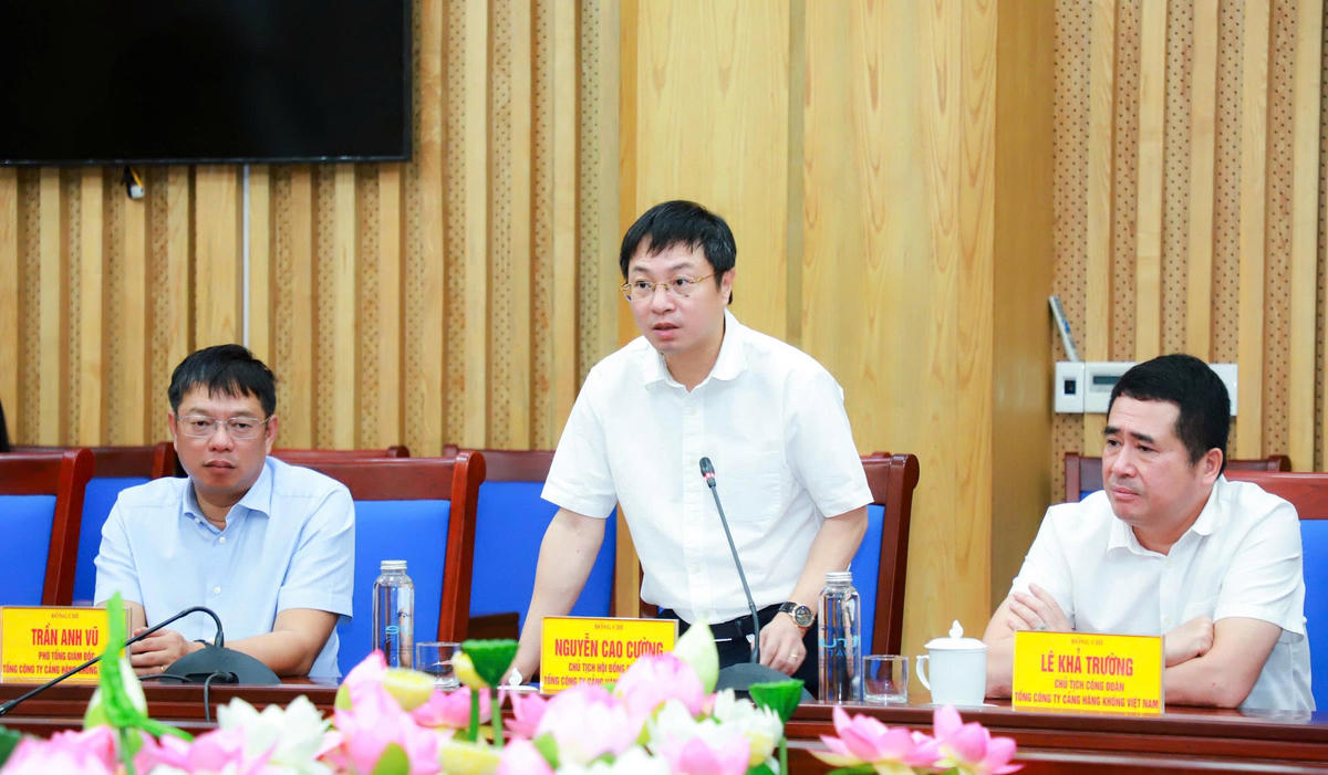 Ông Nguyễn Cao Cường, Chủ tịch Hội đồng quản trị ACV phát biểu tại buổi lễ. Ảnh: TD