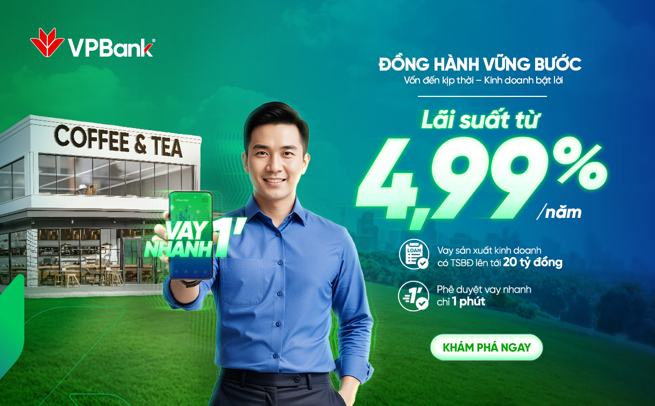 VPBank triển khai chương trình Đồng hành vững bước với lãi suất chỉ từ 4,99%/năm