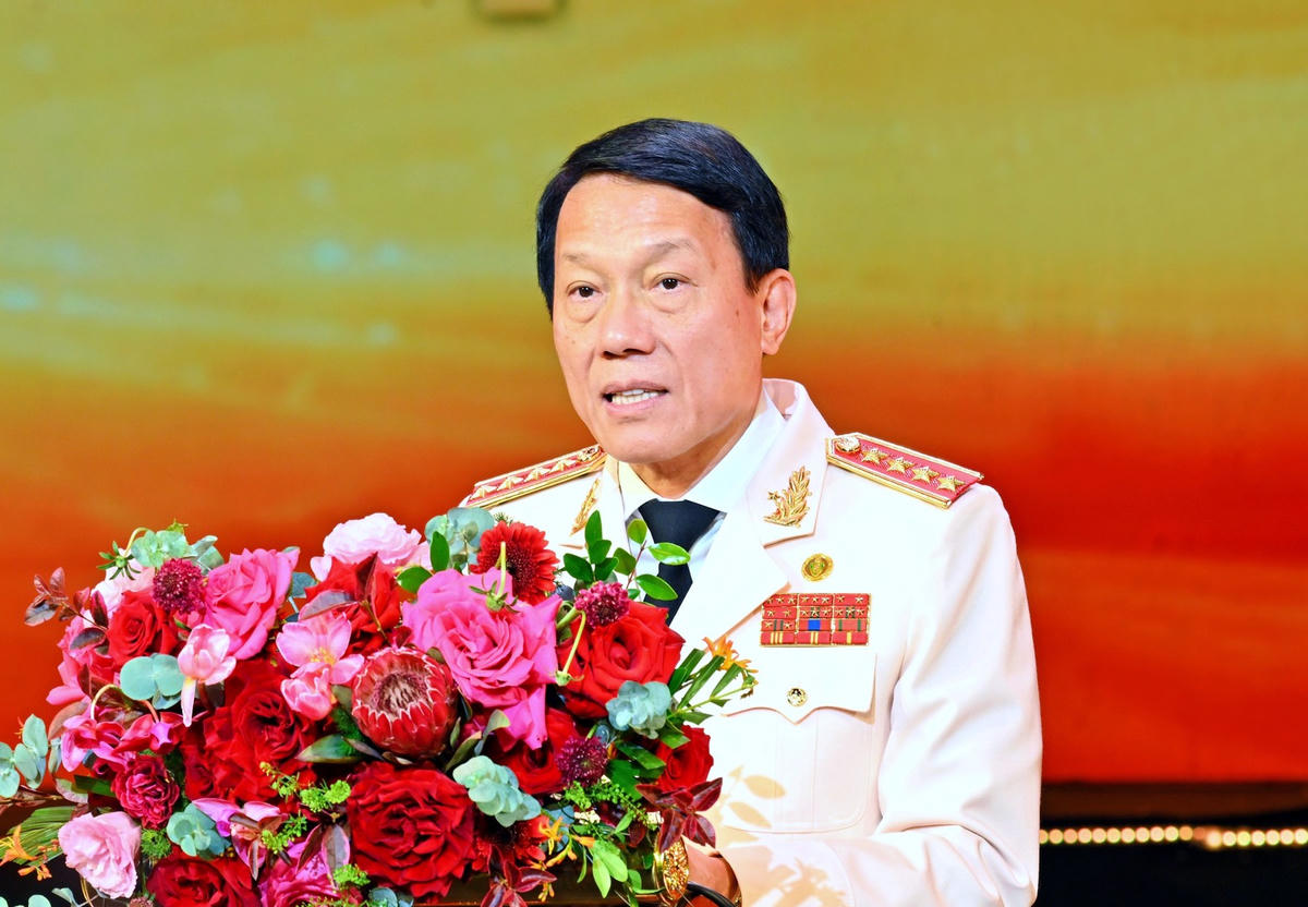 Bộ trưởng Bộ Công an Lương Tam Quang phát biểu đáp từ tại Lễ kỷ niệm.