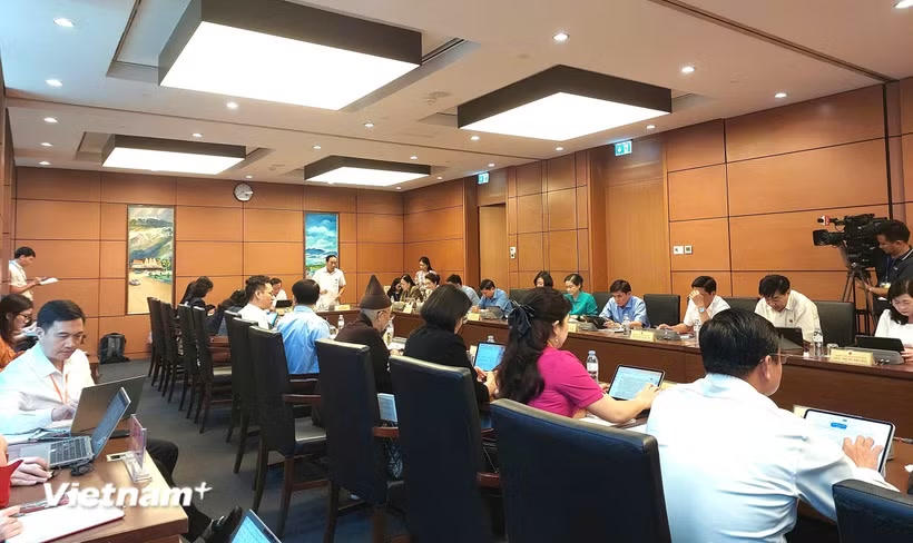 Các đại biểu thảo luận tại tổ, trong khuôn khổ Kỳ họp không thường lệ thứ nhất, Quốc hội khóa XVI. (Ảnh: PV/Vietnam+).