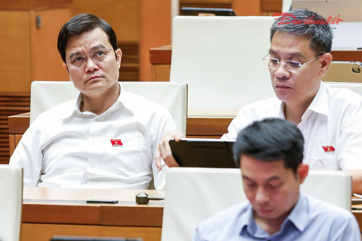 Phó Chủ tịch UBTƯ MTTQ Việt Nam, Bí thư Thứ nhất Ban Chấp hành Trung ương Đoàn Bùi Quang Huy và các đại biểu Quốc hội tham dự phiên thảo luận buổi chiều (Ảnh: Quang Vinh)