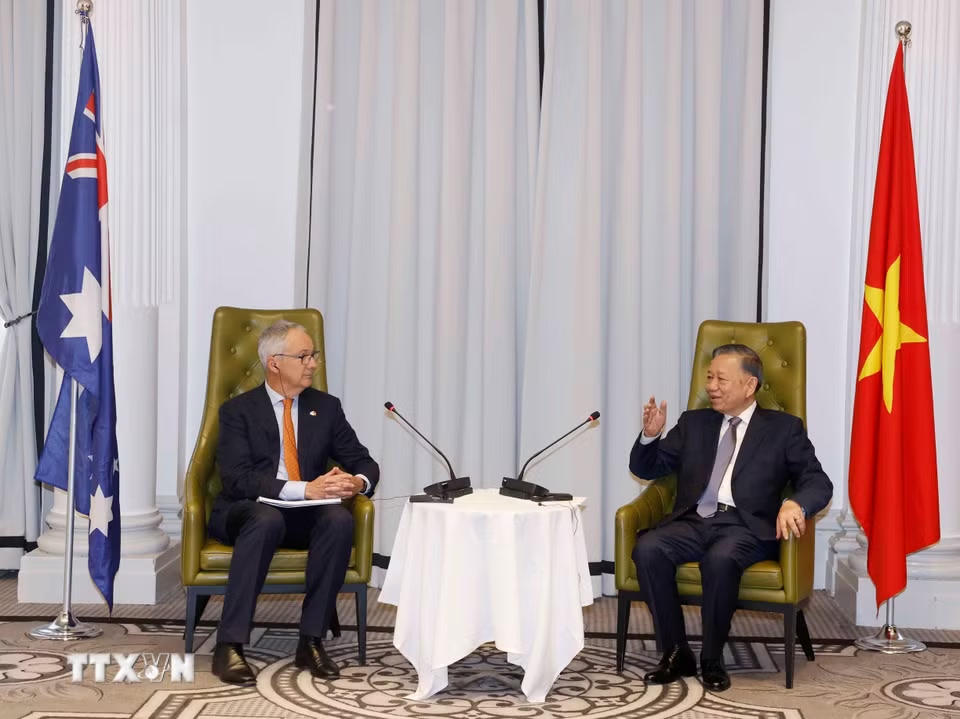 Tổng Bí thư, Chủ tịch nước Tô Lâm tiếp ông Nicolas Moore, Đặc phái viên của Chính phủ Australia về Đông Nam Á. (Ảnh: Thống Nhất/TTXVN)