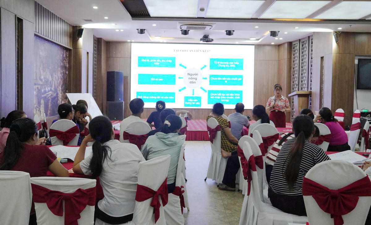 Phụ nữ ở các xã miền núi Quảng Trị tham dự lớp tập huấn nâng cao quyền năng sinh kế.